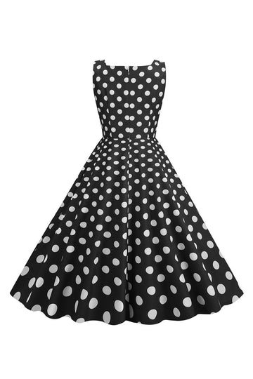 Robe Noire Polka Dots Vintage années 50